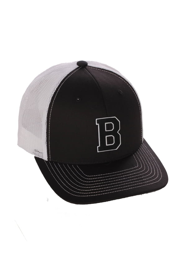Structured Trucker Mesh Hat Custom Colors Letter B Initial Baseball Mid Profile