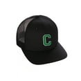 thumbnail image 1 of Structured Trucker Mesh Hat Custom Colors Letter C Initial Baseball Mid Profile (Black Black White Green), 1 of 4