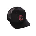 thumbnail image 1 of Structured Trucker Mesh Hat Custom Colors Letter C Initial Baseball Mid Profile (Black Black White Red), 1 of 4