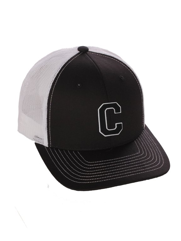 Structured Trucker Mesh Hat Custom Colors Letter C Initial Baseball Mid Profile