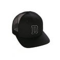thumbnail image 1 of Structured Trucker Mesh Hat Custom Colors Letter D Initial Baseball Mid Profile (Black Black White Black), 1 of 4