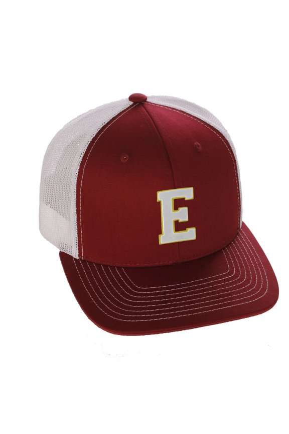 Structured Trucker Mesh Hat Custom Colors Letter E Initial Baseball Mid Profile
