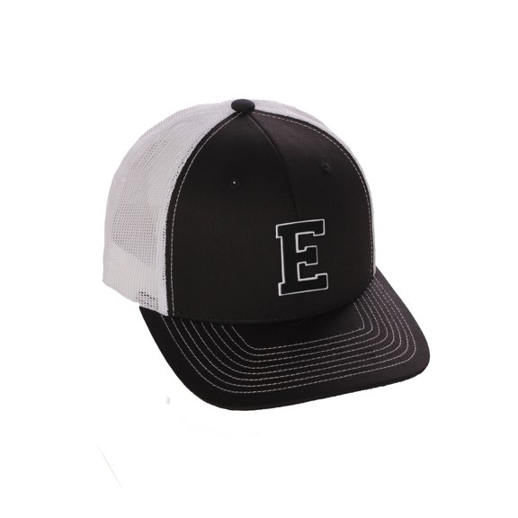 Structured Trucker Mesh Hat Custom Colors Letter E Initial Baseball Mid Profile