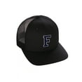 thumbnail image 1 of Structured Trucker Mesh Hat Custom Colors Letter F Initial Baseball Mid Profile (Black Black White Navy), 1 of 4