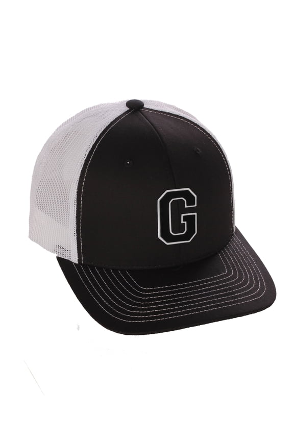 Structured Trucker Mesh Hat Custom Colors Letter G Initial Baseball Mid Profile