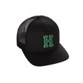 thumbnail image 1 of Structured Trucker Mesh Hat Custom Colors Letter H Initial Baseball Mid Profile (Black Black White Green), 1 of 4