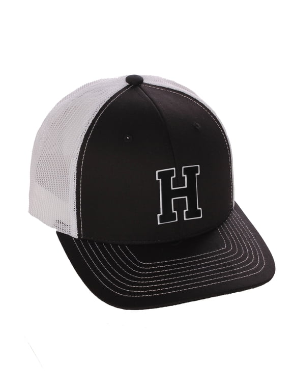 Structured Trucker Mesh Hat Custom Colors Letter H Initial Baseball Mid Profile