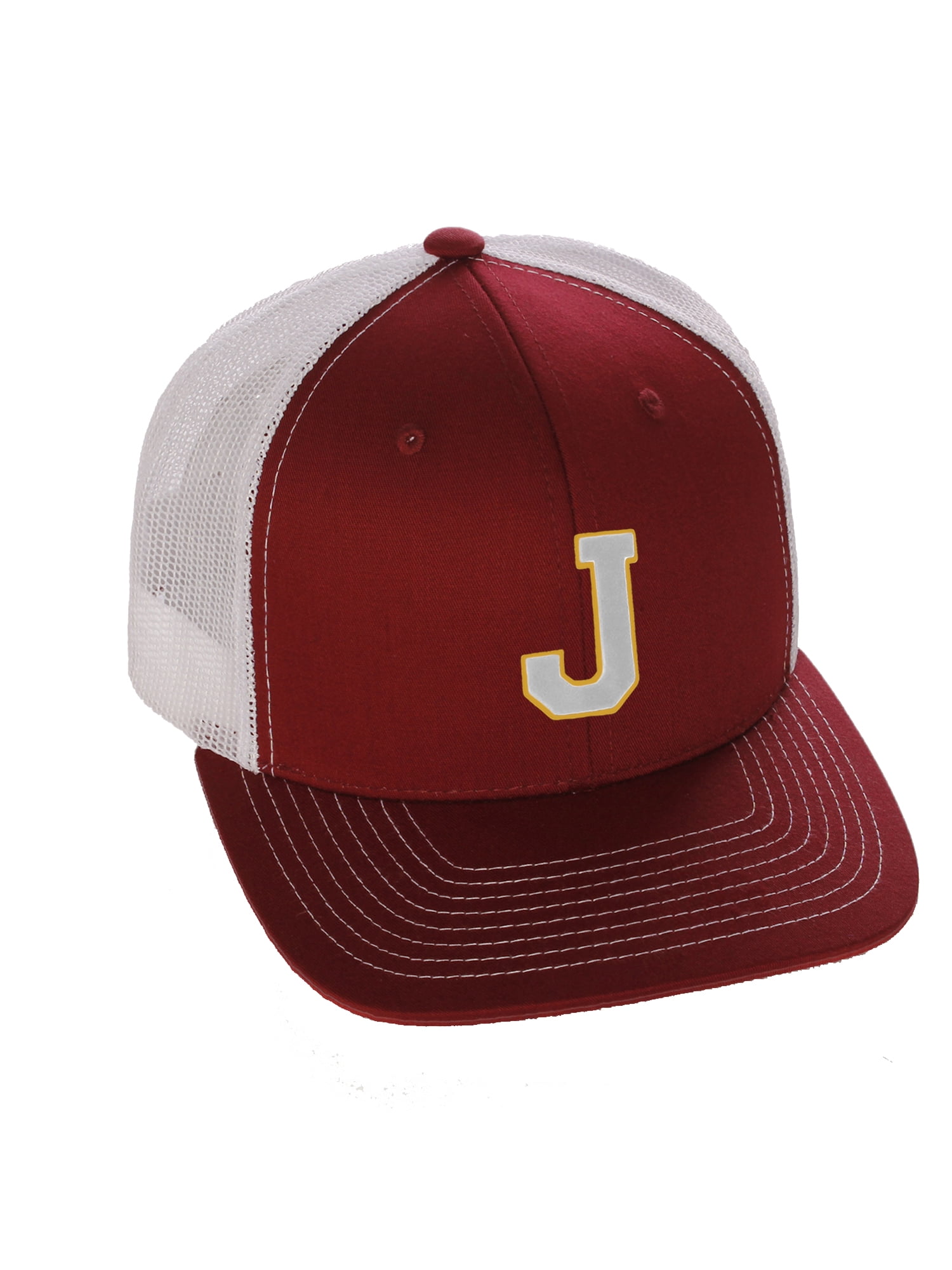 Custom Initial Letter J Team Sports Trucker Hat: Plain Retro
