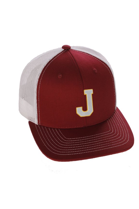 Structured Trucker Mesh Hat Custom Colors Letter J Initial Baseball Mid Profile