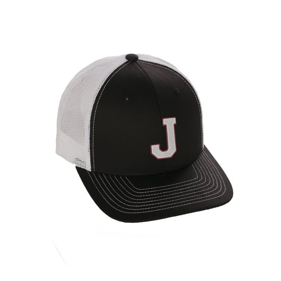 Structured Trucker Mesh Hat Custom Colors Letter J Initial Baseball Mid Profile