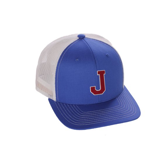Structured Trucker Mesh Hat Custom Colors Letter J Initial Baseball Mid Profile