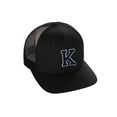 thumbnail image 1 of Structured Trucker Mesh Hat Custom Colors Letter K Initial Baseball Mid Profile (Black Black White Navy), 1 of 4