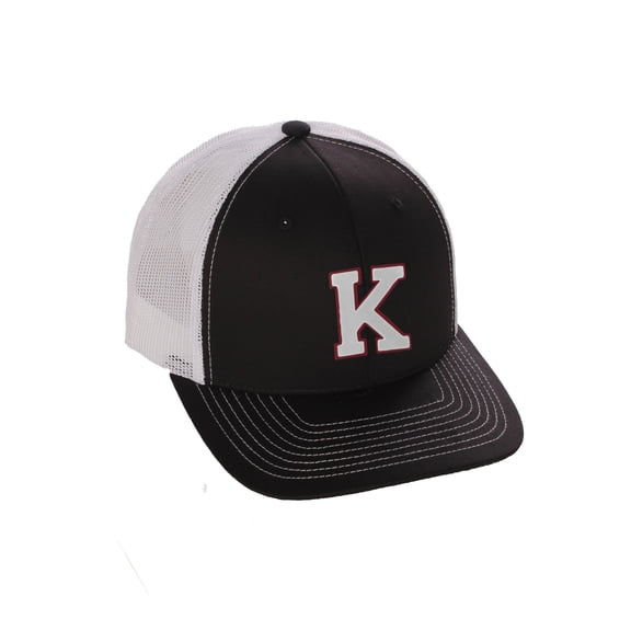 Structured Trucker Mesh Hat Custom Colors Letter K Initial Baseball Mid Profile