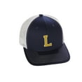 thumbnail image 1 of Structured Trucker Mesh Hat Custom Colors Letter L Initial Baseball Mid Profile (Navy White White Gold), 1 of 4