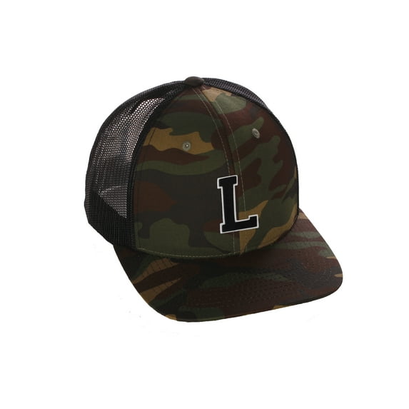 Structured Trucker Mesh Hat Custom Colors Letter L Initial Baseball Mid Profile