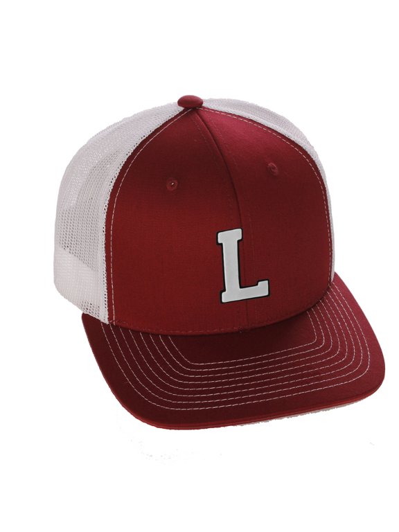 Structured Trucker Mesh Hat Custom Colors Letter L Initial Baseball Mid Profile