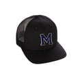 thumbnail image 1 of Structured Trucker Mesh Hat Custom Colors Letter M Initial Baseball Mid Profile (Black Black White Navy), 1 of 4