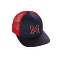 thumbnail image 1 of Structured Trucker Mesh Hat Custom Colors Letter M Initial Baseball Mid Profile (Navy Red White Red), 1 of 5