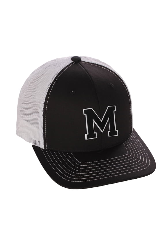 Structured Trucker Mesh Hat Custom Colors Letter M Initial Baseball Mid Profile