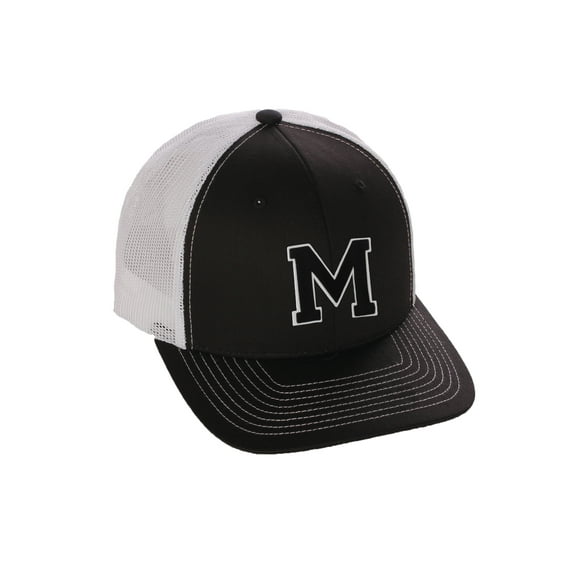 Structured Trucker Mesh Hat Custom Colors Letter M Initial Baseball Mid Profile
