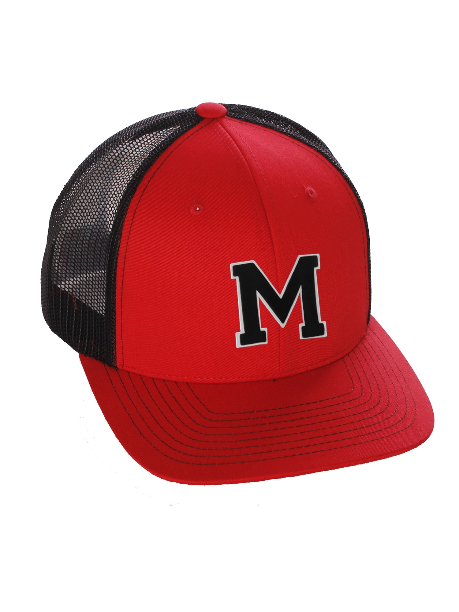 Structured Trucker Mesh Hat Custom Colors Letter M Initial Baseball Mid ...