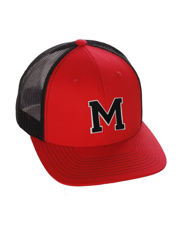 Structured Trucker Mesh Hat Custom Colors Letter M Initial Baseball Mid Profile