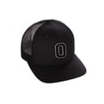 thumbnail image 1 of Structured Trucker Mesh Hat Custom Colors Letter O Initial Baseball Mid Profile (Black Black White Black), 1 of 4