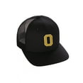 thumbnail image 1 of Structured Trucker Mesh Hat Custom Colors Letter O Initial Baseball Mid Profile (Black Black White Gold), 1 of 4