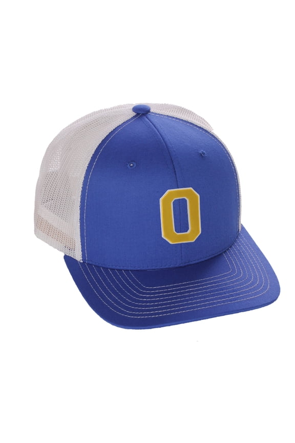 Structured Trucker Mesh Hat Custom Colors Letter O Initial Baseball Mid Profile