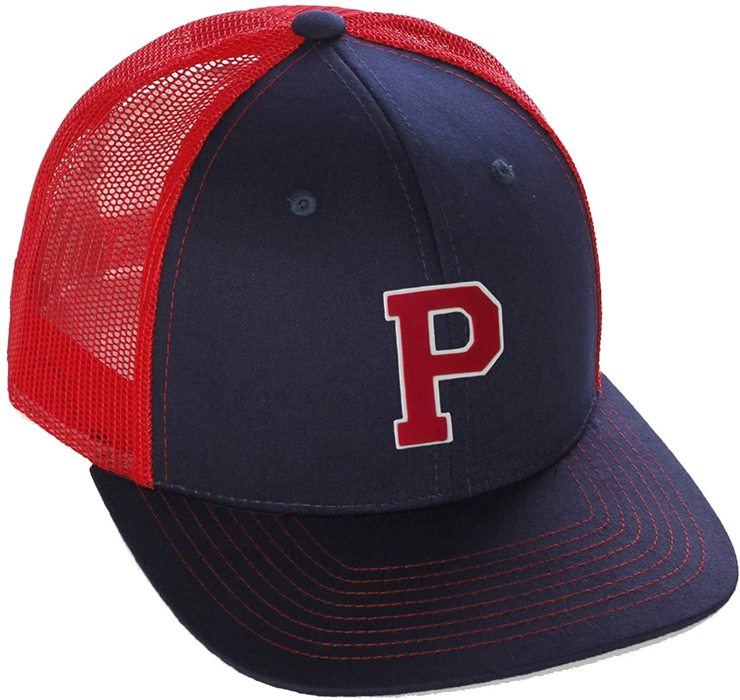 team sports custom initial letter p trucker hat adjustable