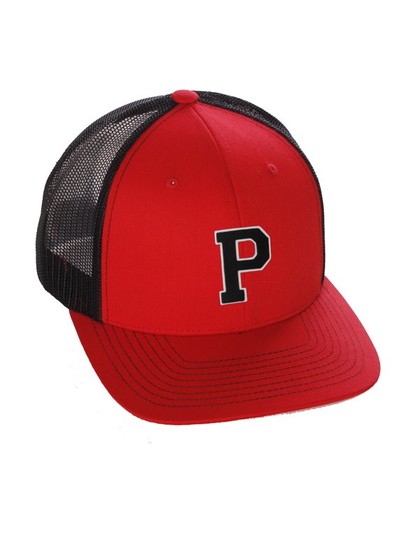 Structured Trucker Mesh Hat Custom Colors Letter P Initial Baseball Mid Profile