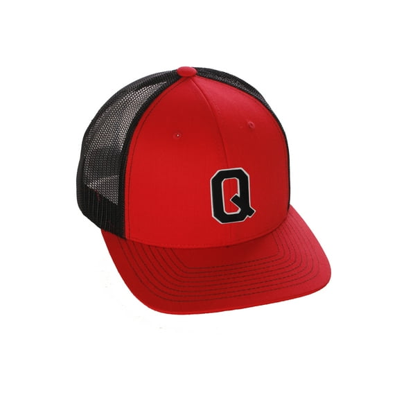 Structured Trucker Mesh Hat Custom Colors Letter Q Initial Baseball Mid Profile