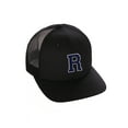 thumbnail image 1 of Structured Trucker Mesh Hat Custom Colors Letter R Initial Baseball Mid Profile (Black Black White Navy), 1 of 4
