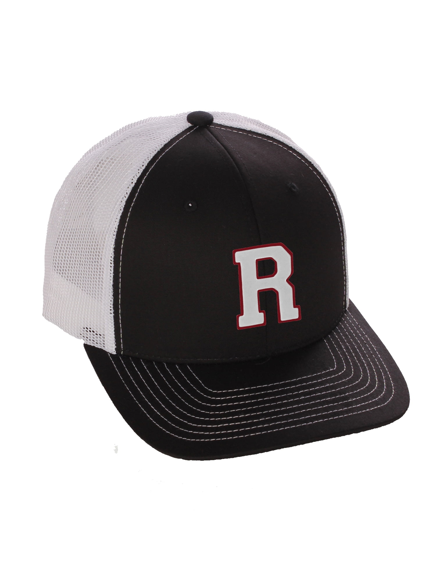 Rocking R Hat Structured Trucker Mesh Hat Custom Colors Letter R Initial Baseball Mid ...
