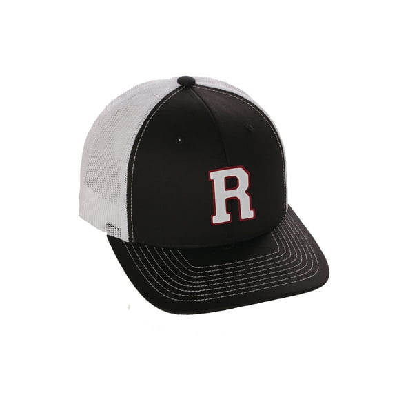 Structured Trucker Mesh Hat Custom Colors Letter R Initial Baseball Mid Profile