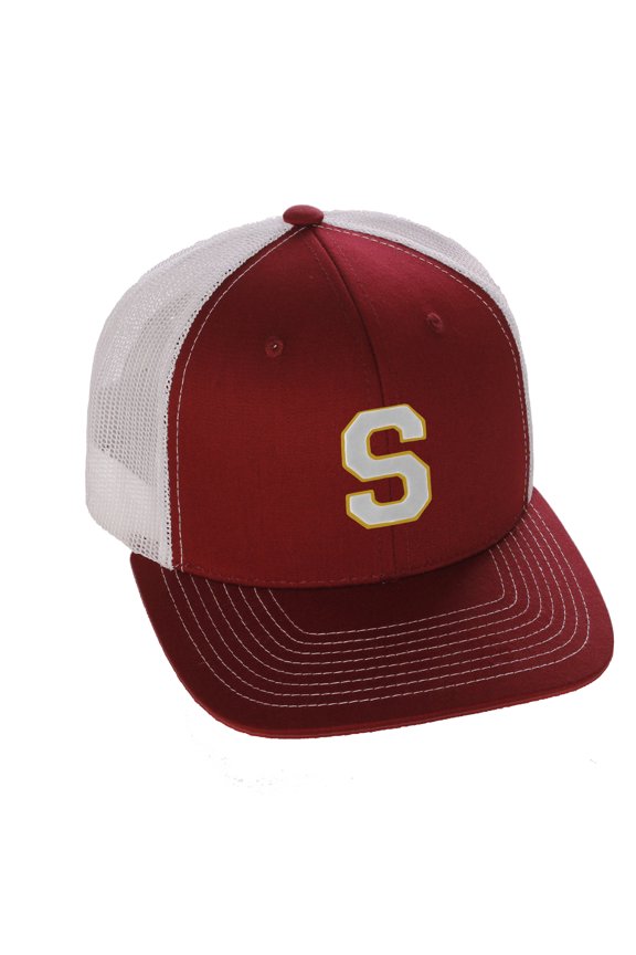 Structured Trucker Mesh Hat Custom Colors Letter S Initial Baseball Mid Profile