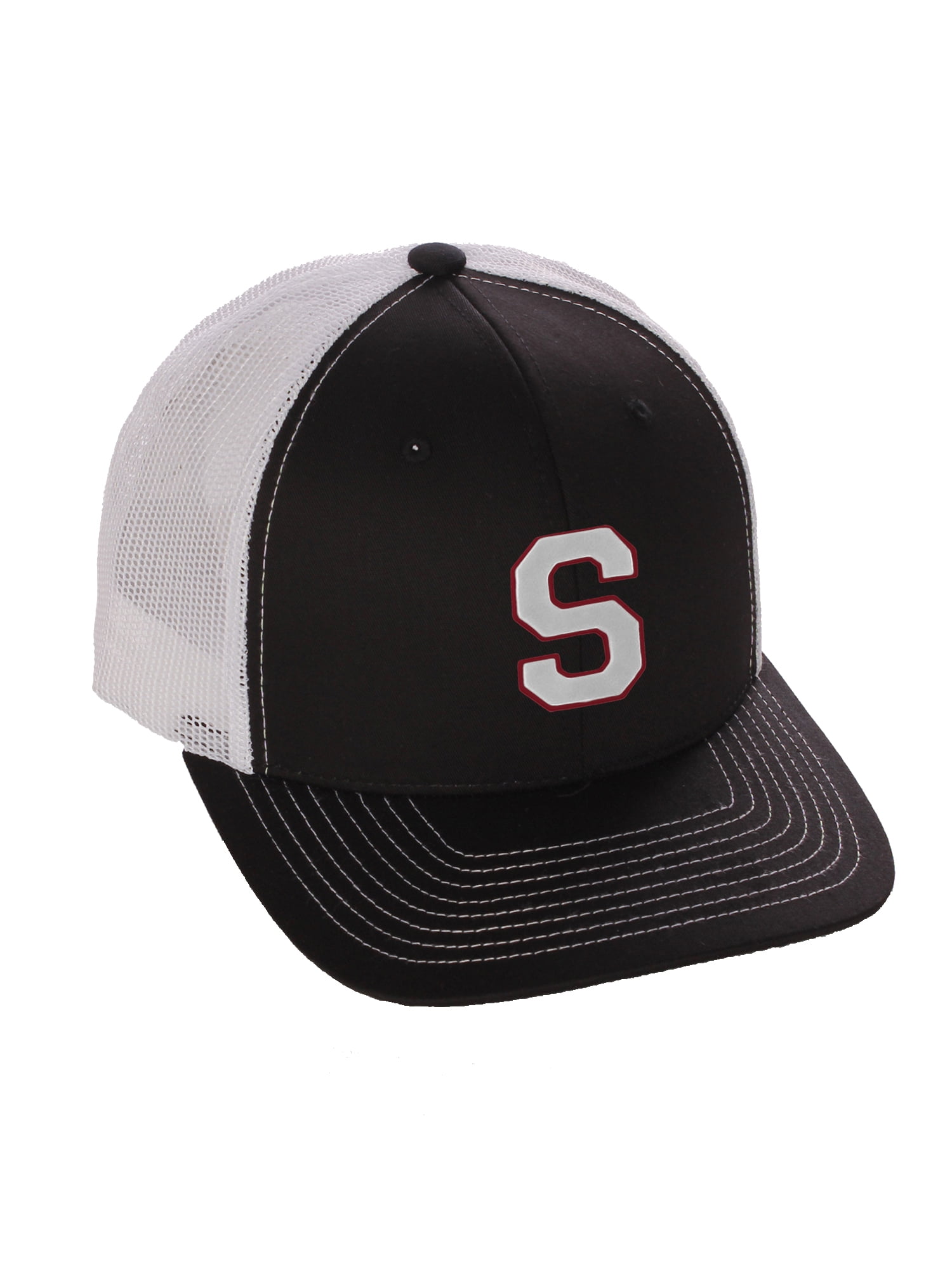 Structured Trucker Mesh Hat Custom Colors Letter S Initial Baseball Mid Profile Black Black White Red 49ecc434 Ba57 400c Be95 914becb4cbf4 1.0502bab231315f988aba37879c41e34b