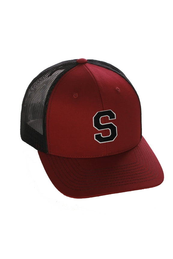 Structured Trucker Mesh Hat Custom Colors Letter S Initial Baseball Mid Profile