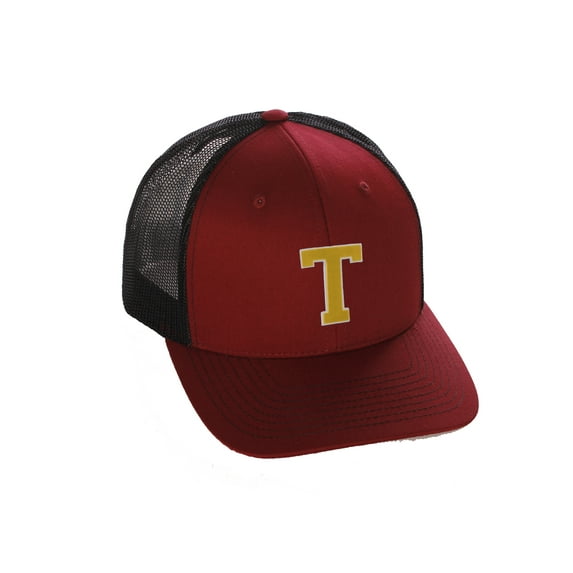 Structured Trucker Mesh Hat Custom Colors Letter T Initial Baseball Mid Profile