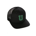 thumbnail image 1 of Structured Trucker Mesh Hat Custom Colors Letter U Initial Baseball Mid Profile (Black Black White Green), 1 of 4