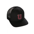 thumbnail image 1 of Structured Trucker Mesh Hat Custom Colors Letter U Initial Baseball Mid Profile (Black Black White Red), 1 of 4