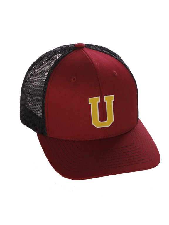 Structured Trucker Mesh Hat Custom Colors Letter U Initial Baseball Mid Profile