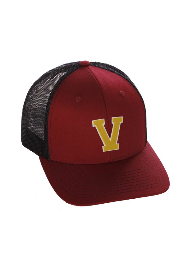 Structured Trucker Mesh Hat Custom Colors Letter V Initial Baseball Mid Profile