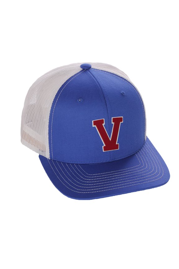 Structured Trucker Mesh Hat Custom Colors Letter V Initial Baseball Mid Profile