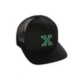thumbnail image 1 of Structured Trucker Mesh Hat Custom Colors Letter X Initial Baseball Mid Profile (Black Black White Green), 1 of 4