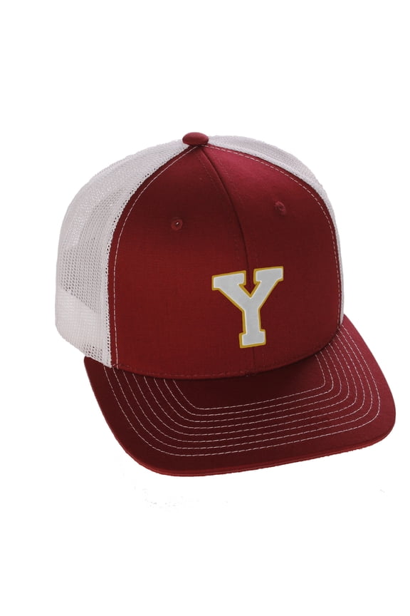 Structured Trucker Mesh Hat Custom Colors Letter Y Initial Baseball Mid Profile