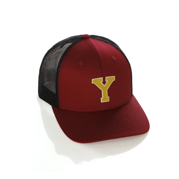 Structured Trucker Mesh Hat Custom Colors Letter Y Initial Baseball Mid Profile