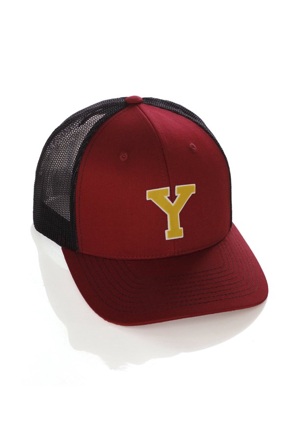 Structured Trucker Mesh Hat Custom Colors Letter Y Initial Baseball Mid Profile