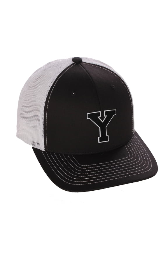 Structured Trucker Mesh Hat Custom Colors Letter Y Initial Baseball Mid Profile
