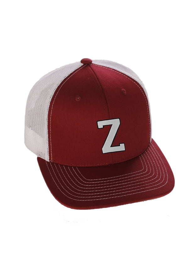 Structured Trucker Mesh Hat Custom Colors Letter Z Initial Baseball Mid Profile